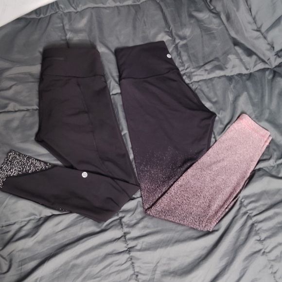 Lululemon Leggings Black and Pink Black and Grey Size 6 - Picture 1 of 6